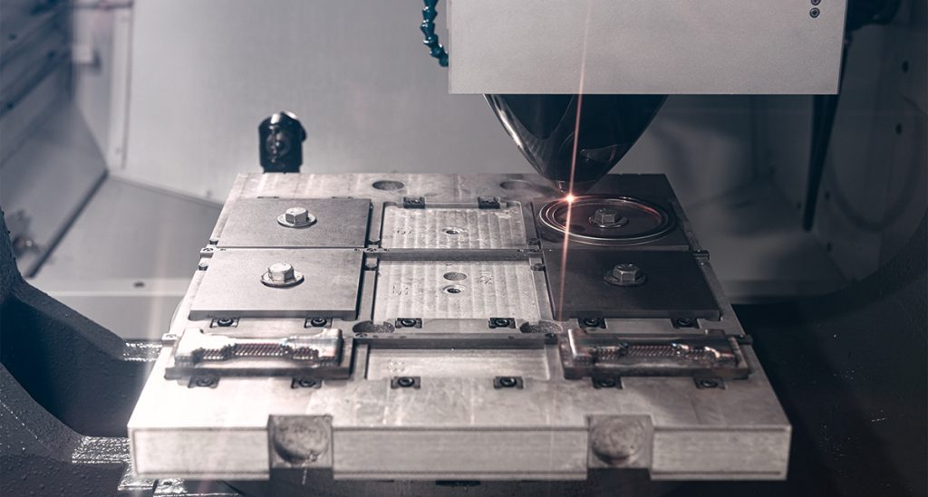 A Hybrid CNC Parts metal hybrid system fabricating a bearing race using the Meltio 3D wire-laser metal deposition unit.