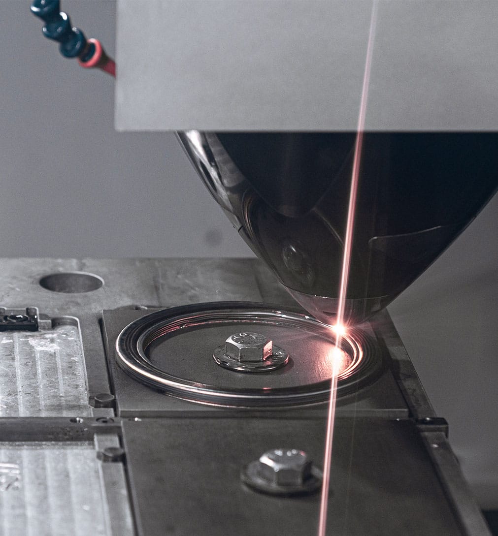 a superalloy bearing race being built with wire-laser hybrid manufacturing